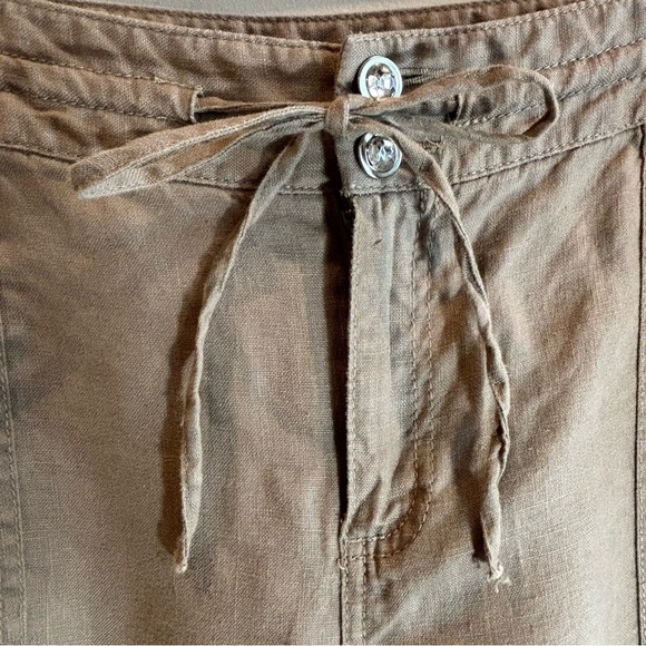 INTERNATIONAL CONCEPTS Sz 14 Pants 100% Linen Zipper Drawstring Diamanté Button - Picture 3 of 6